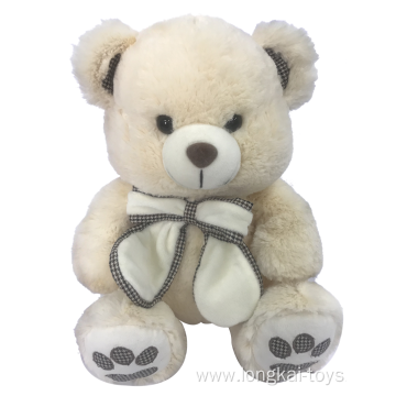 Plush Teddy Bear White With Bow